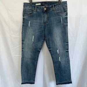 Kut From The Kloth Reese Ankle Straight Leg‎ Jeans Womens 10 Distressed Raw Hem